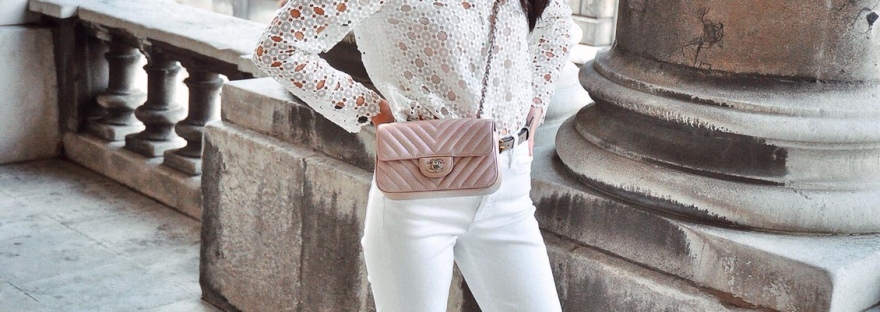 pink and white chanel bag